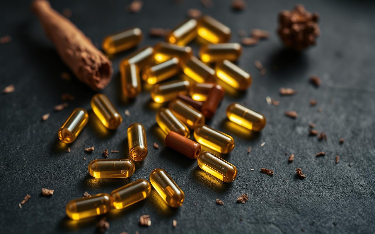 Vigor Boost ME natural herbal ingredients and golden capsules